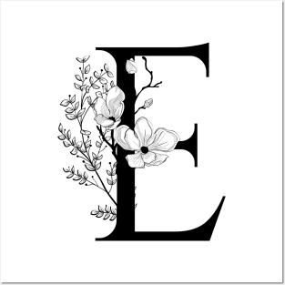 Letter E Monogram - Floral Initial Posters and Art